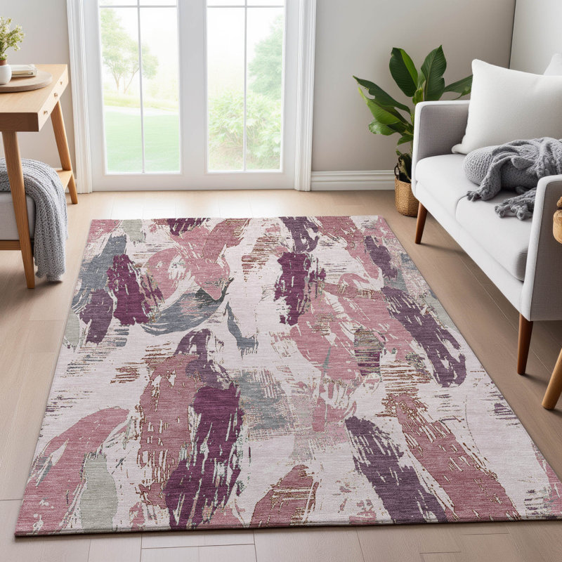 Tapis moderne de qualité supérieure lavable à la machine Harjo AMF1596, Rectangle 10 pi x 14 pi