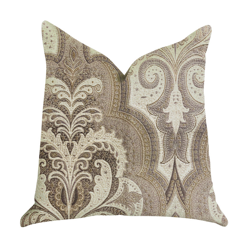 Coussin de luxe damassé Isabella, 12 po x 25 po, Coussin lombaire