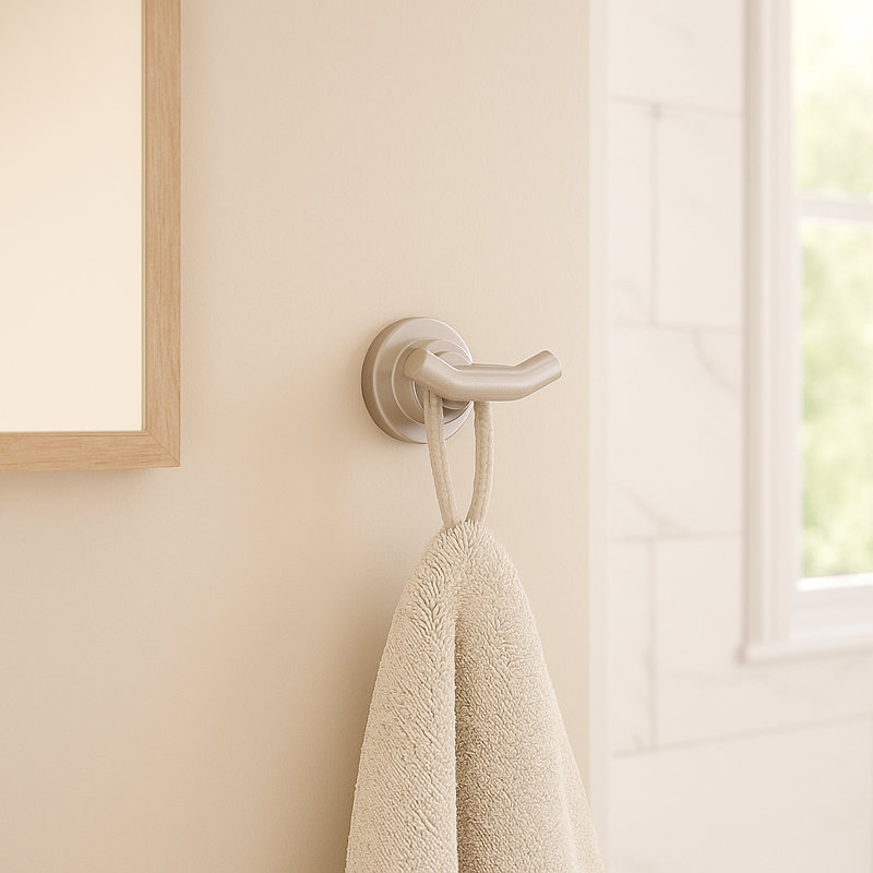 Geneva Wall Mounted Robe Hook, Satin Nickel