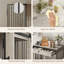 Large Dog Crate Furniture with Drawer Storage, Sliding Doors, Rotating Bowls-1437814371