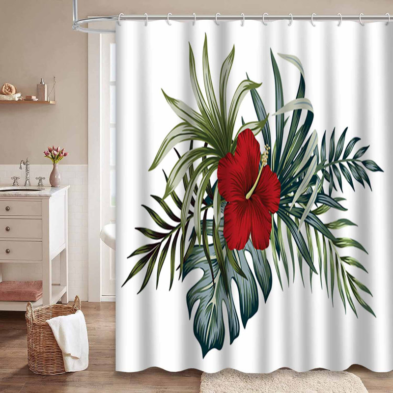 Rideau de douche imperméable Tropical Bouquet Vintage Hibiscus, L 72 po x l 84 po