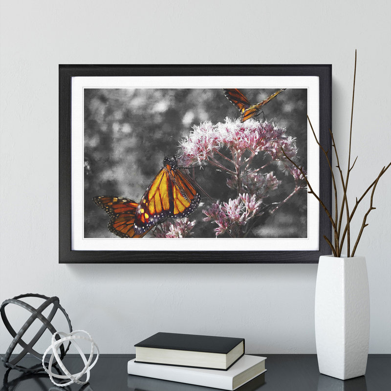 Monarch Butterflies Vol.2 Painting - Picture Frame Graphic Art, 36cm H x 48cm W x 2cm D, Black