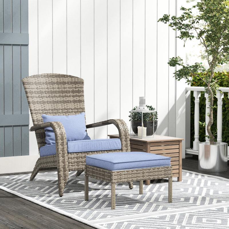 Patio Chair With , Outdoor In Gray. Large Seat & , Protected, For Front Yard, Backyard, Deck, Poolside Decoration Package, Relax Cushions, High-Back, Spacious Jolly Patio, Garden, Gray