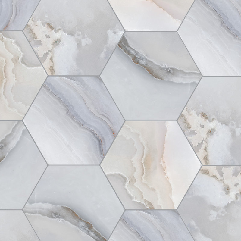 Carreau de porcelaine Serene Essence Hexagon 8x9, Gris