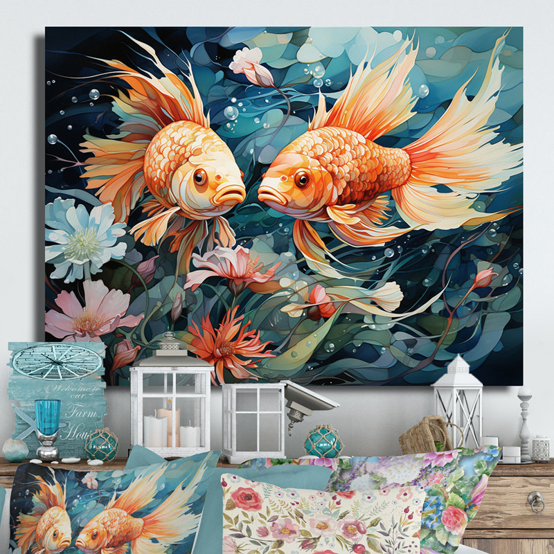 «Fishing Whimsical Waters I», reproduction sur métal, H 12 po x l 20 po x P 1 po