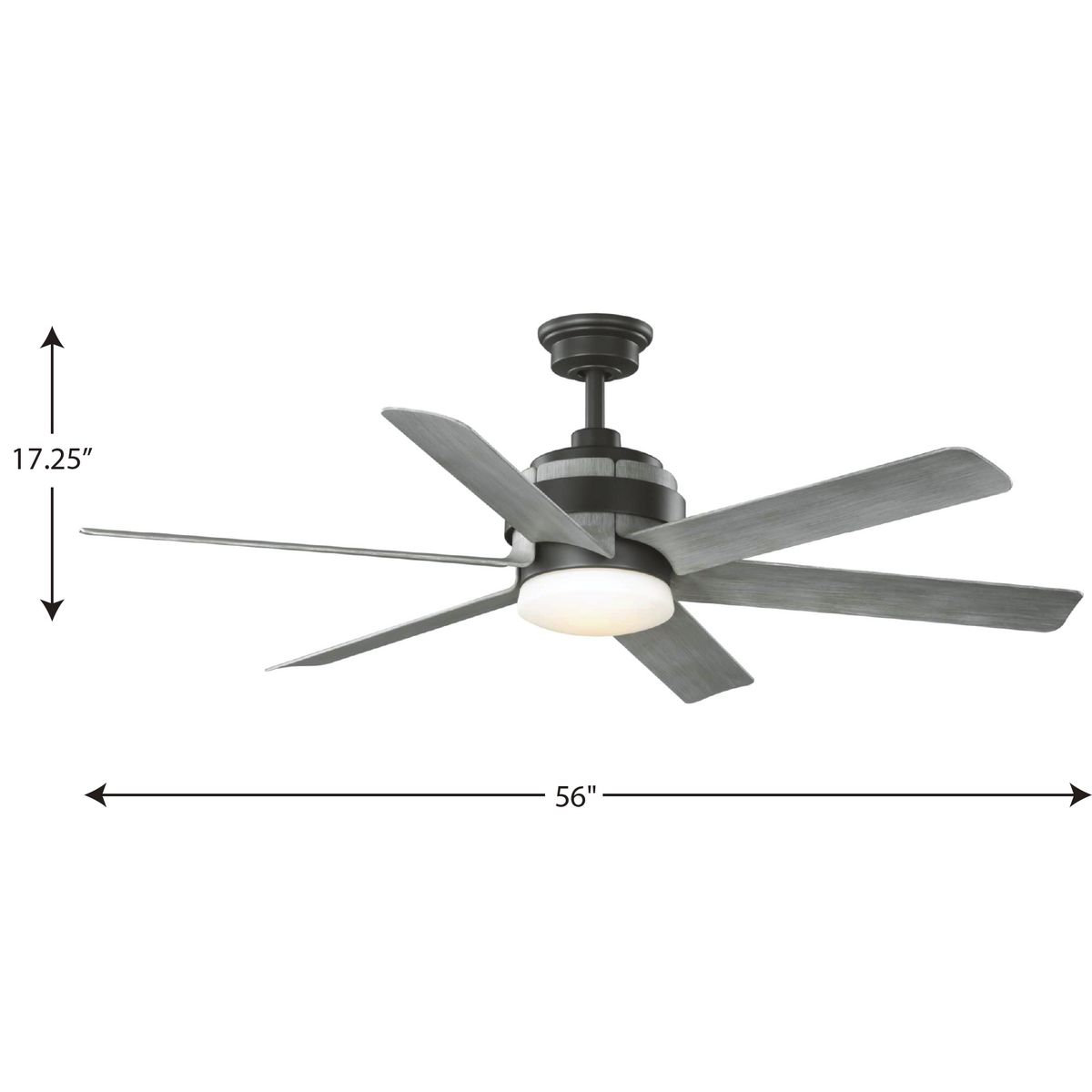 Kaysville 56'' 6 Blade Ceiling Fan with LED Light Kit, Graphite