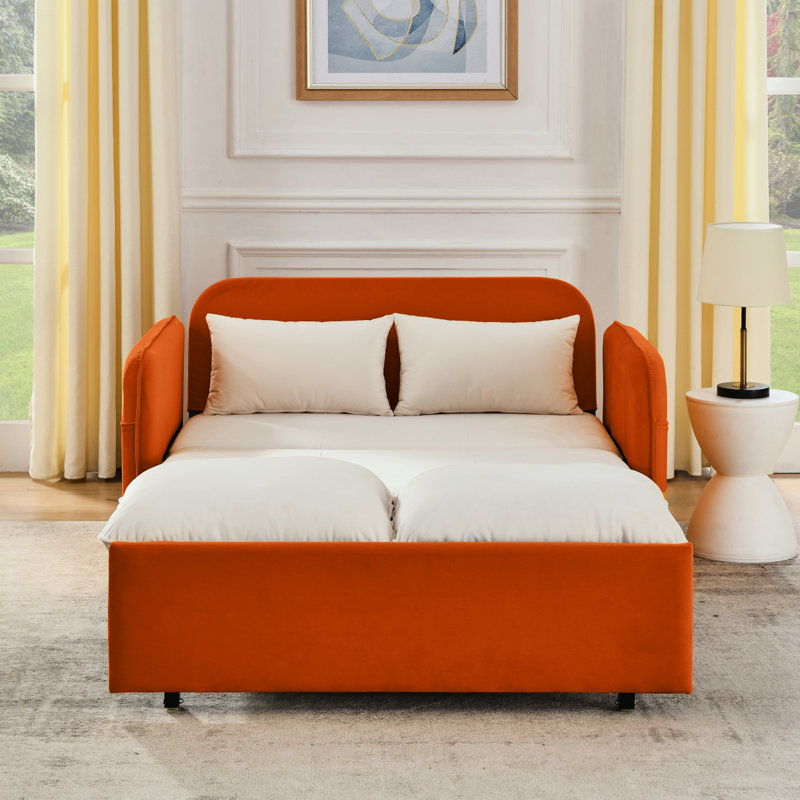Canapé-lit moderne 53 po avec 2 accoudoirs amovibles et port d'alimentation USB