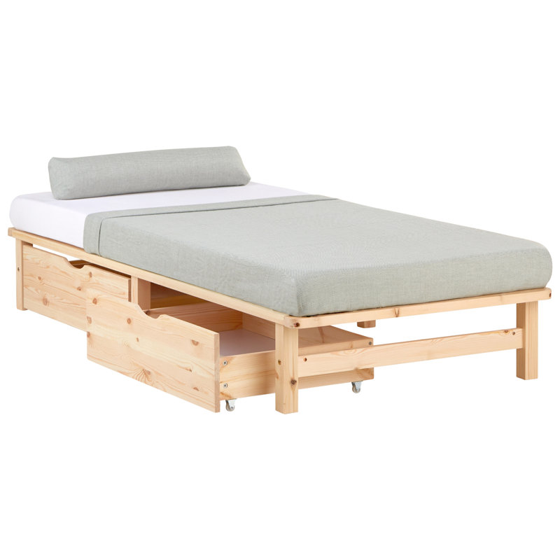 Pallet bed 90 x 200cm with bed frame, Nature, European Single (90 x 200cm)