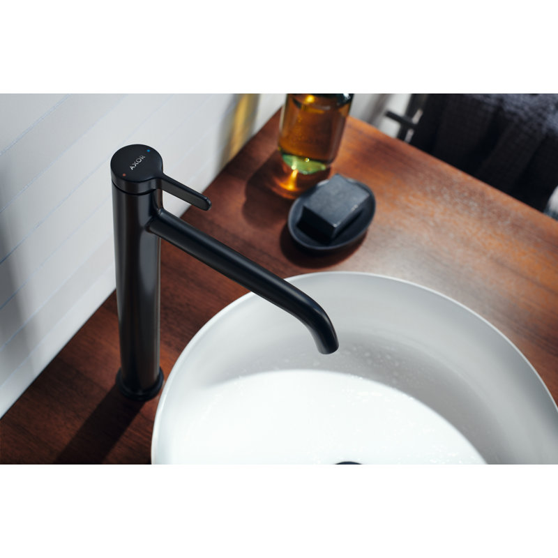 One 13.375" H Single Hole Bathroom Sink Faucet, Brushed Black Chrome