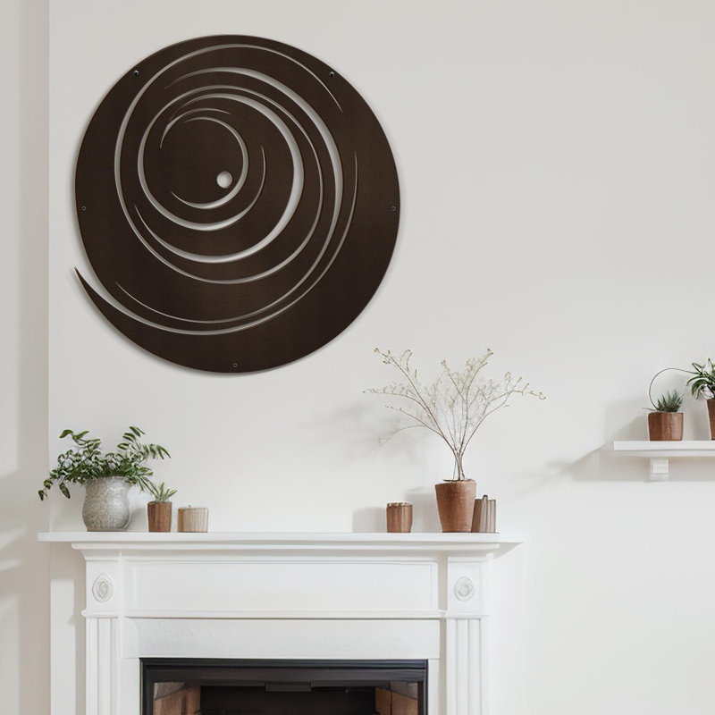 Décoration murale en métal à motif de cercles de blocs de couleur minimaliste moderne abstrait, H 18 po x l 18 po x P 0,05 po