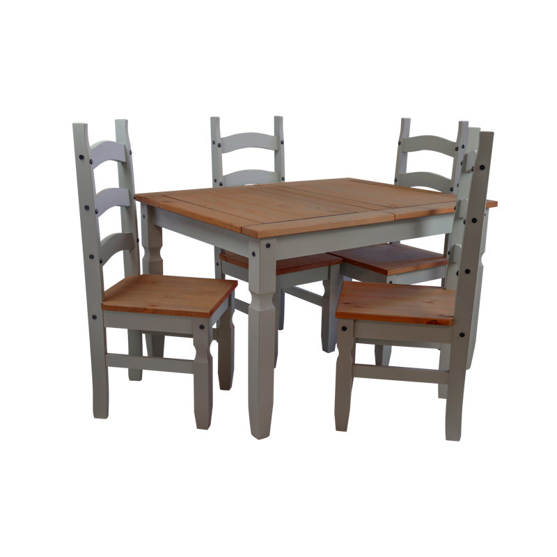 Pegasus 4 - Person Pine Solid Wood Dining Set