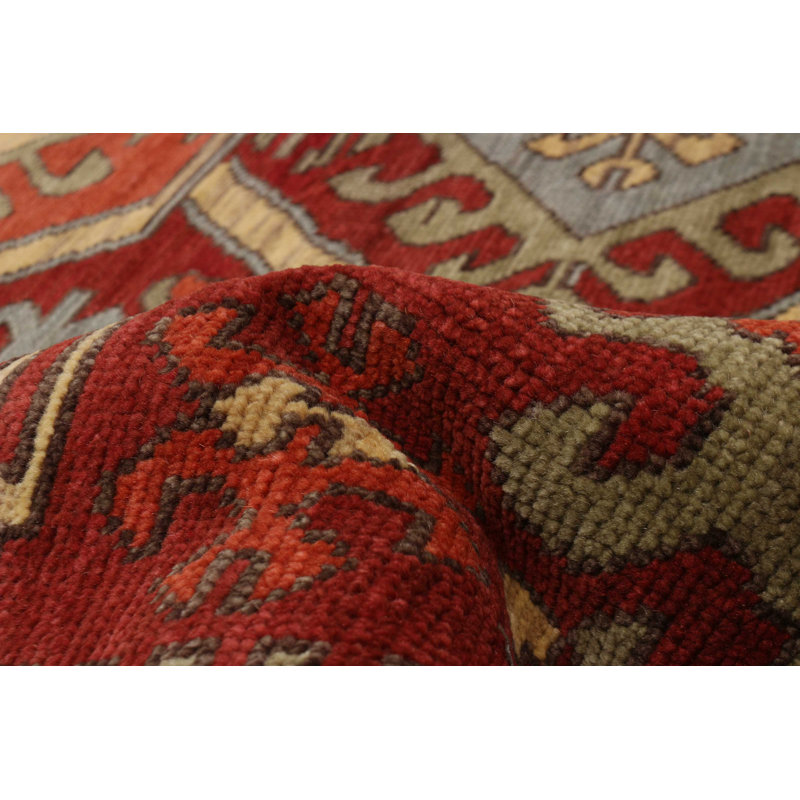 Tapis rouge foncé en laine noué à la main 8 pi 0 po x 9 pi 9 po Jules Serapi
