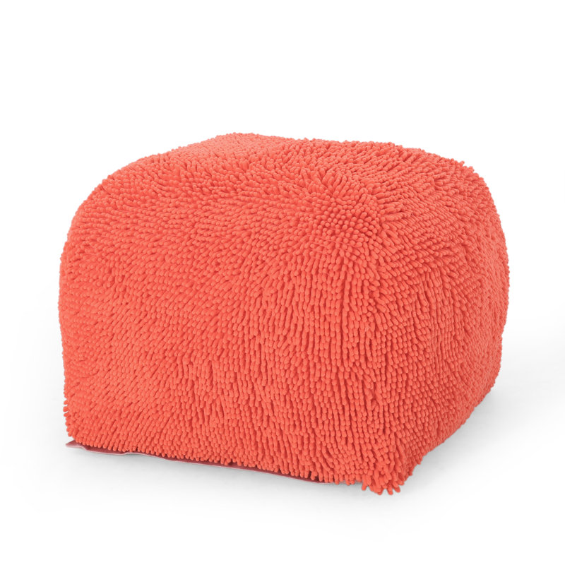 Upholstered Pouf, Coral