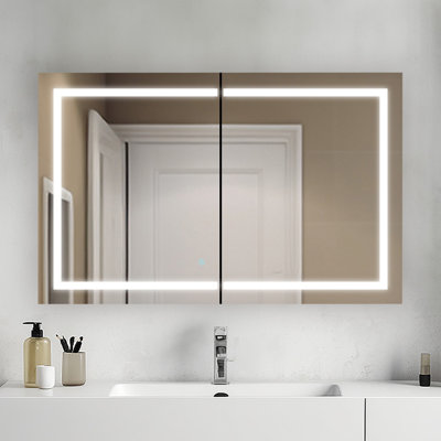 Armoire à pharmacie à DEL avec désembueur, gradateur, miroir grossissant 3X à DEL Donnie, l 40 po x H 30 po x P 5 po
