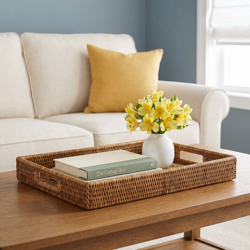 Aisha Rattan Tray, Honey Brown