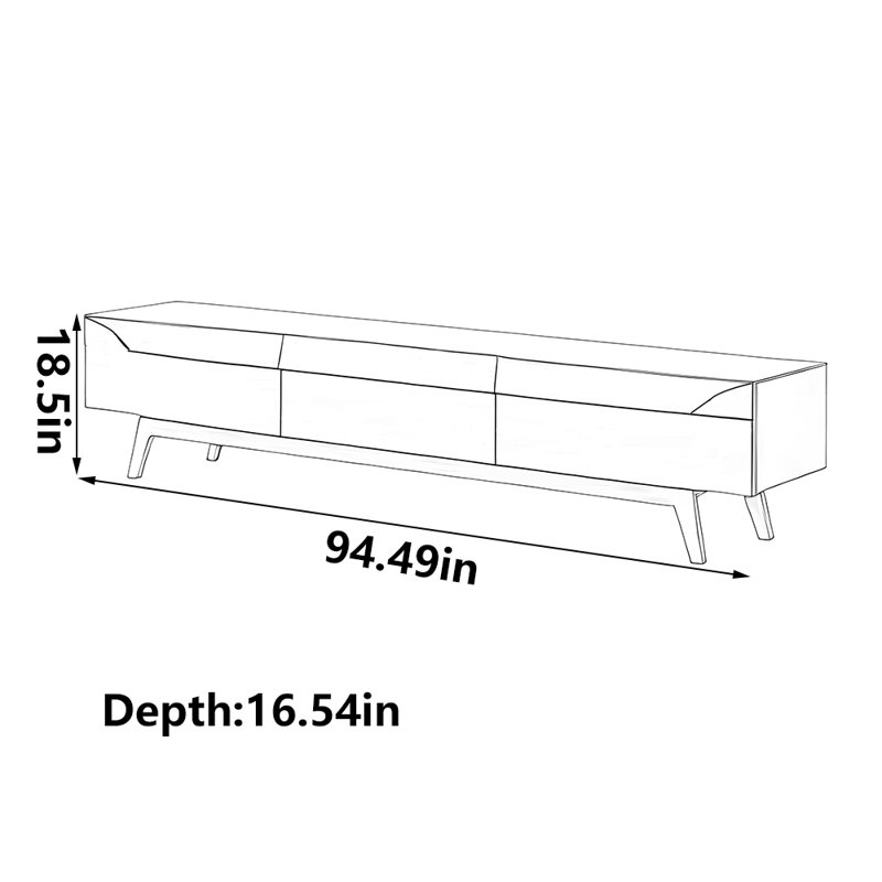 Meuble télé simple et moderne en bois massif, 94.49"