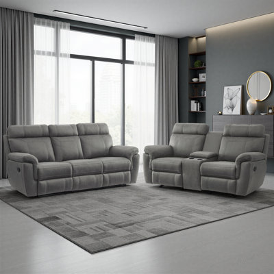 Britain 2-Piece Microfiber Manual Reclining Living Room Set