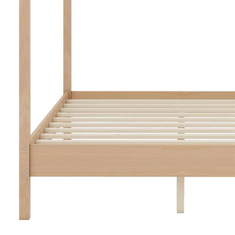  Modern Mid-Century Canopy Bed, Queen, Natural