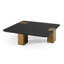Grande table basse carrée Tisha - noir moderne + chêne doré brossé