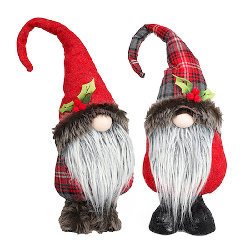 Ensemble de 2 décorations de gnomes debout en tissu