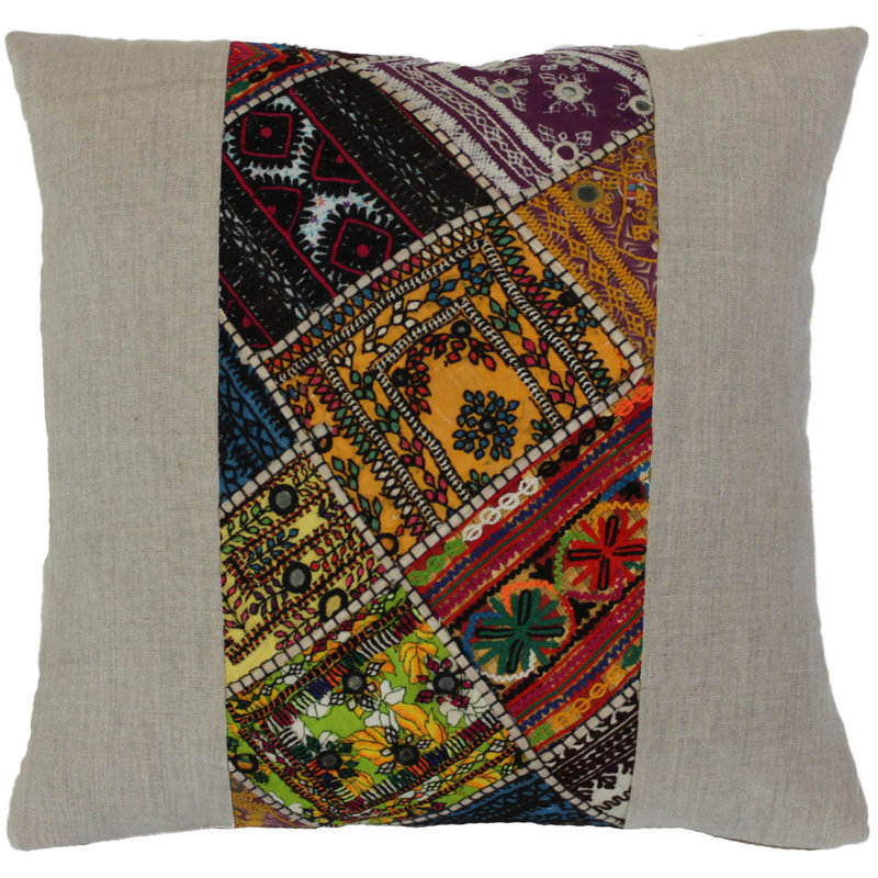 Embroidered Linen Throw Pillow