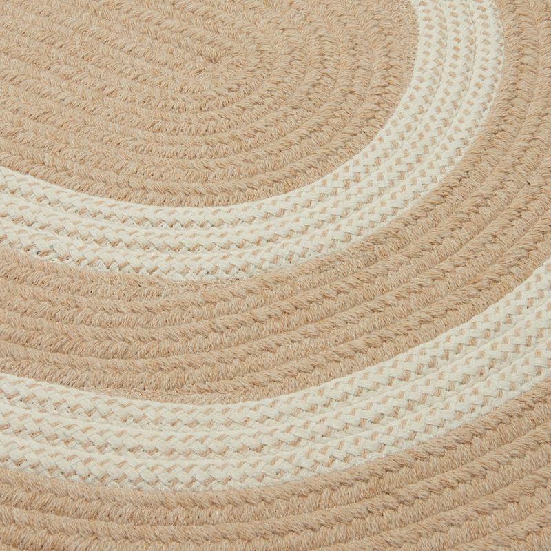 Tapis de surface beige en laine tissé à la main Van Cleef, Rond 6 pi