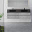 Meuble-lavabo mural 72 po avec évier flottant 72 po, meuble de rangement mural moderne, deux bacs à sable en quartz noir et quatre tiroirs à fermeture en douceur