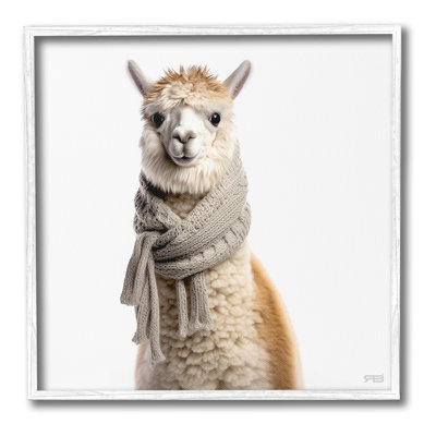 Llama Wearing Scarf Framed Giclee Art by RB