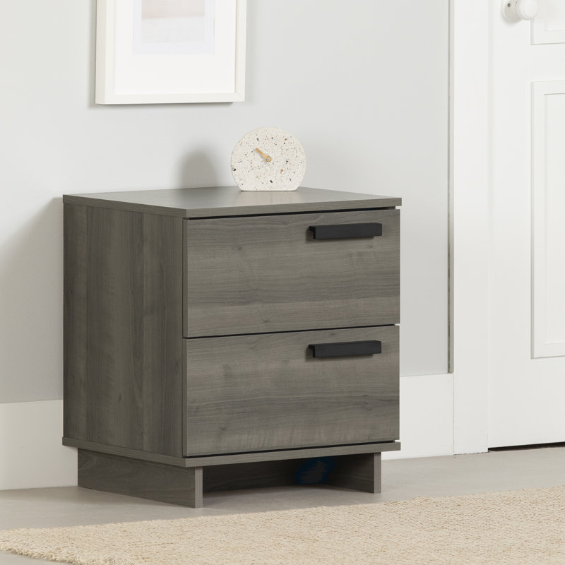 Cavalleri  Nightstand With 2 Drawers, Gray