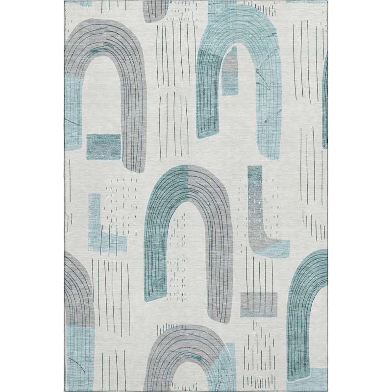 Premium Machine Washable Mehara AMF1698 Geometric Rug, Rectangle 2'6" x 3'10"