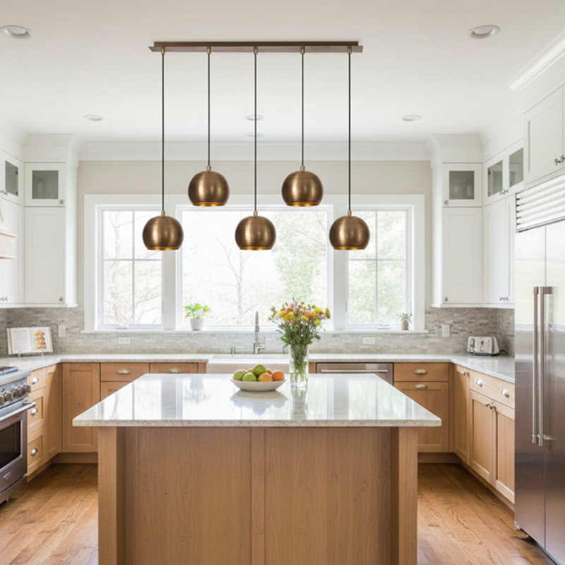 Luminaire suspendu pour îlot de cuisine 5 lumières Sharrah