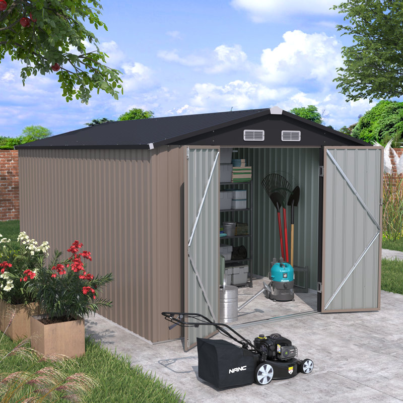 Remise de rangement en métal l 8 pi x P 12 pi, Brun