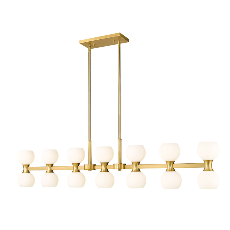 Lustre linéaire pour îlot de cuisine 14 lumières Nikodemos, Or moderne