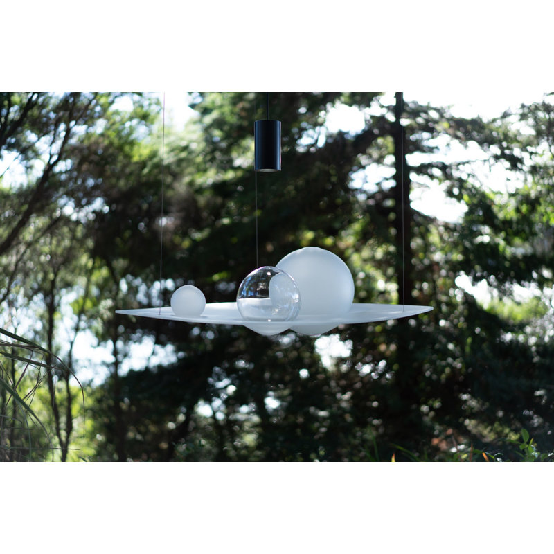 Gravity Well Chandelier, Satin Clear