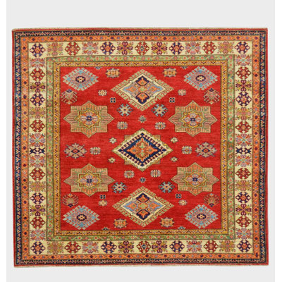 One-of-a-Kind 6' 2010s Square Wool Area Rug in Red
