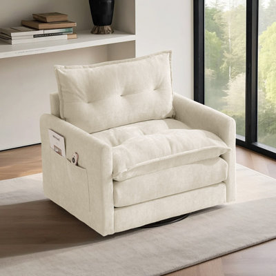360° Swivel Chenille Accent Chair with Storage Pockets
