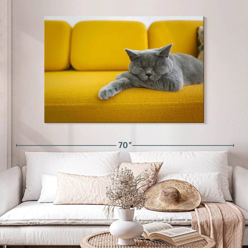 Brampt Cat On Sofa, 34" H x 51" W