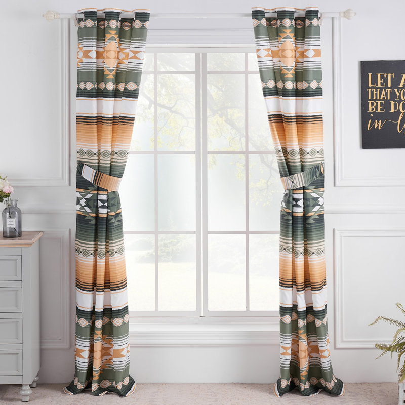 Zuma Southwest Geometric Semi-Sheer Grommet Curtain Panel Set