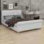 Bed frame with high headboard and rolled footboard with screw-locked slat construction for noise-free nights-1984924635