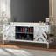 Meuble télé en miroir pour téléviseur de 65 pouces et plus, console de télévision avec rangement ouvert et 2 armoires de rangement, portes de miroir en forme de M pour le salon