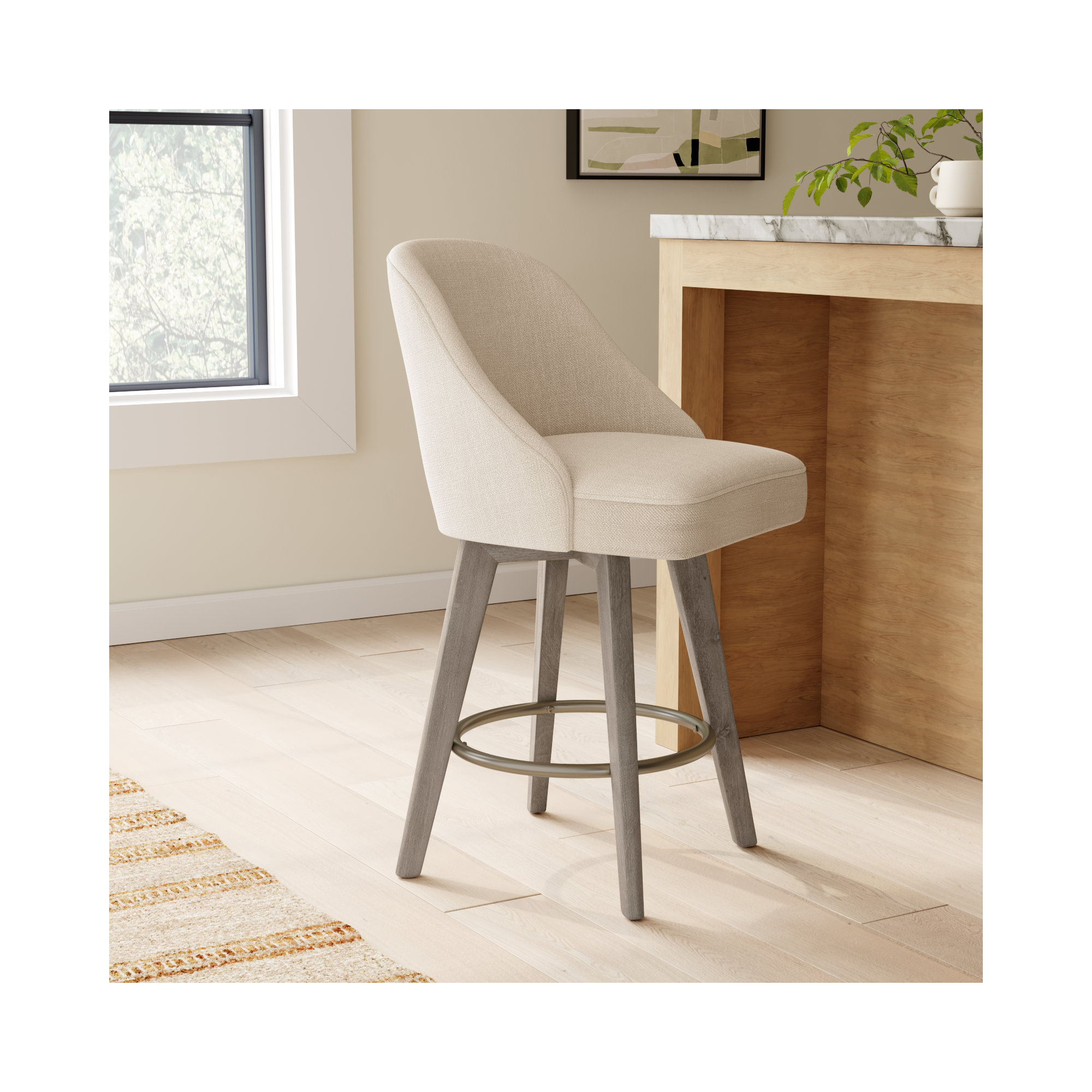 Pearce Swivel Stool, 1, Counter Stool (25.75” Seat Height), Sand