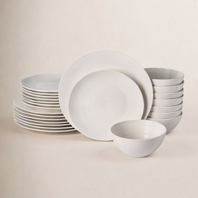 24-Piece Porcelain Dinnerware Set, White