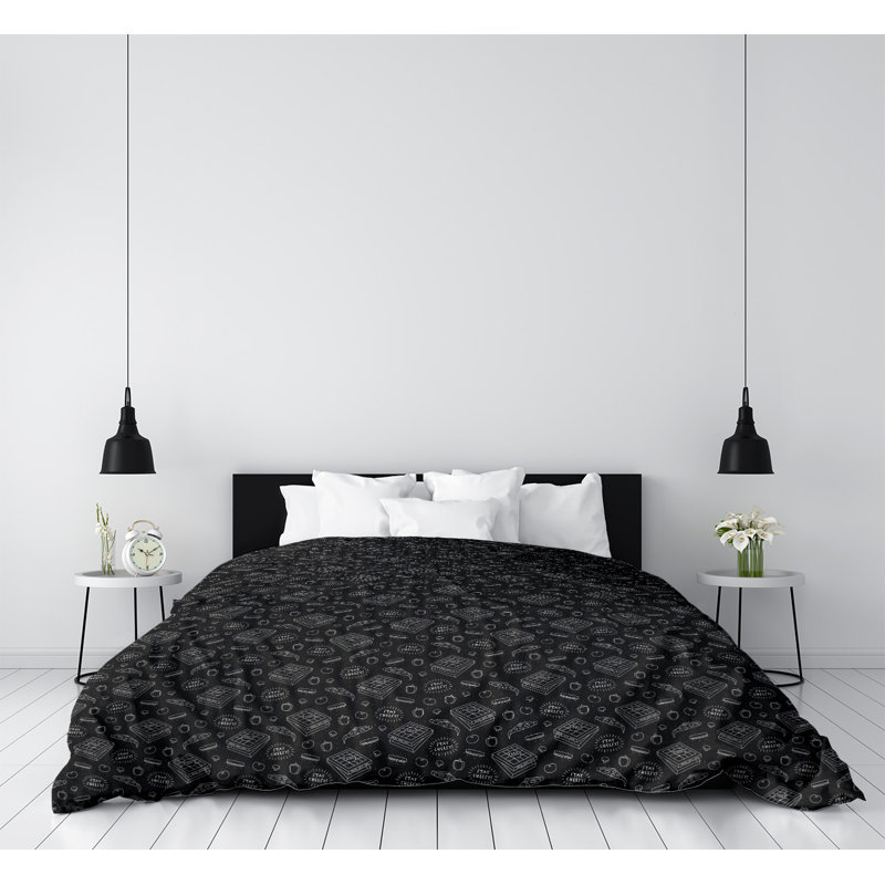 Housse de couette, Housse de couette pour très grand lit, Noir/blanc, Polyester brossé