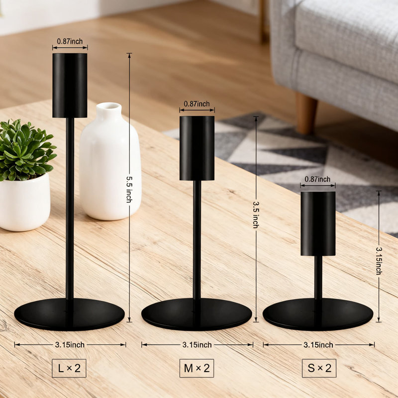 Porte-bougie French Taper, Noir, 6