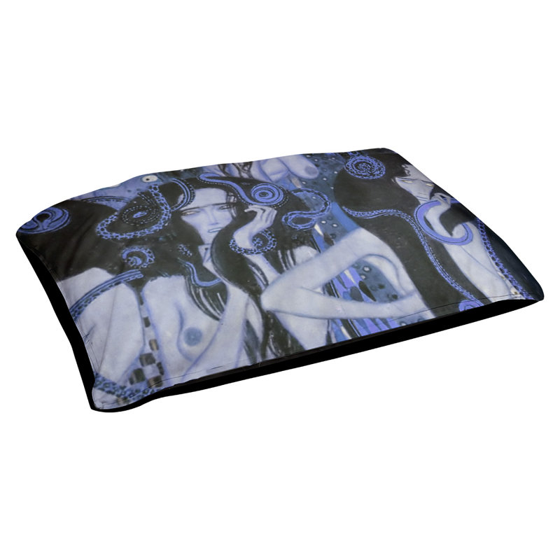 Coussin pour chien beethoven frise Carlile, Petit (l 29,5 po x P 19,5 po x H 9,5 po), Noir / Bleu