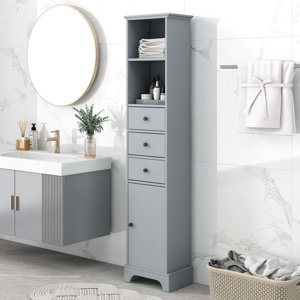 Lark Manor™ White Tall Bathroom Cabinet, Freestanding Storage Cabinet ...
