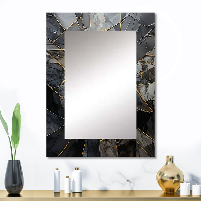 Geometric Glam Contemporary - miroir décoratif géométrique, miroir mural moderne, impression d'art en métal, 32 po x 24 po