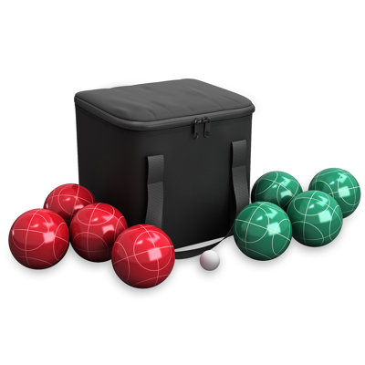 Ensemble de boules de pétanque - Jeux classiques de pelouse familiale, jeux d'extérieur pour la cour, la plage ou les mariages - Comprend des boules de pétanque rouges et vertes, un Pallino et un étui de transport par Trademark Games