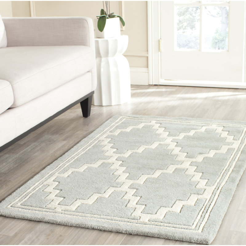 Tapis gris en laine touffeté à la main Carolene, Rectangle 8 pi x 10 pi