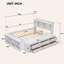 Lit double avec tête de lit bibliothèque, tiroirs de rangement sous le lit et étui de rangement pour bout de lit, blanc-135401763